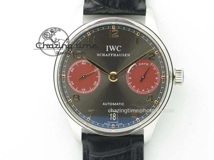 MIROTIME 0324 Portuguese Chrono RG IW371433 Jackie Chan ZF 1:1 Best Edition Gray Dial On Black Leather Strap A7750 V WrinkleFree 7273